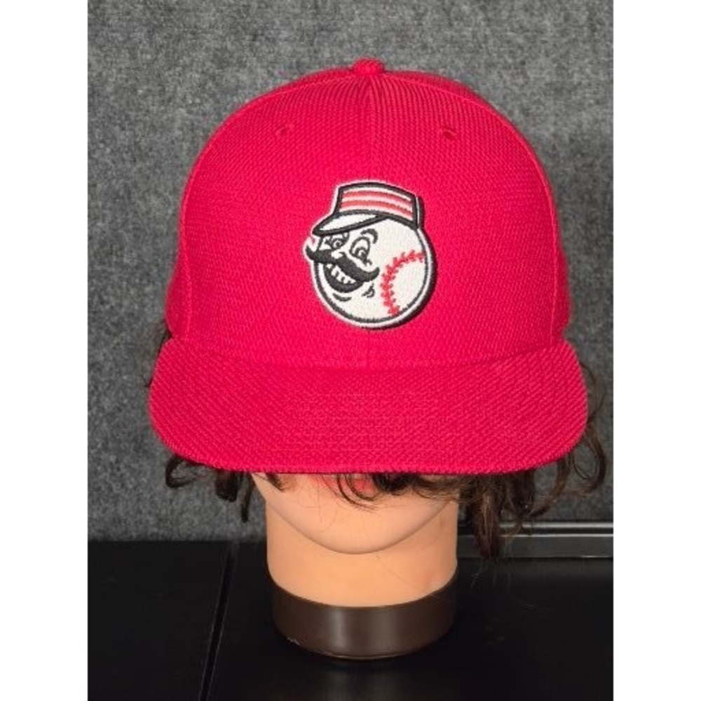 New Era Cincinnati Reds Mr Redlegs Baseball Cap Fitted 59FIFTY Red Size 7 1/4